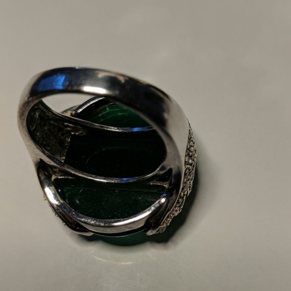Magic Green Serpentine Statement  Sterling Ring - Picture 4 of 7